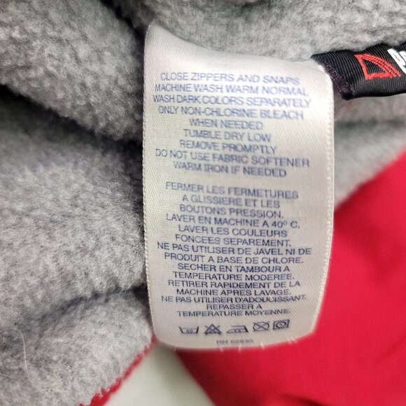 Lands End 90's Mens Nylon Red Varsity Stadium Jacket Polartec Fleece Snaps Med - Picture 5 of 12